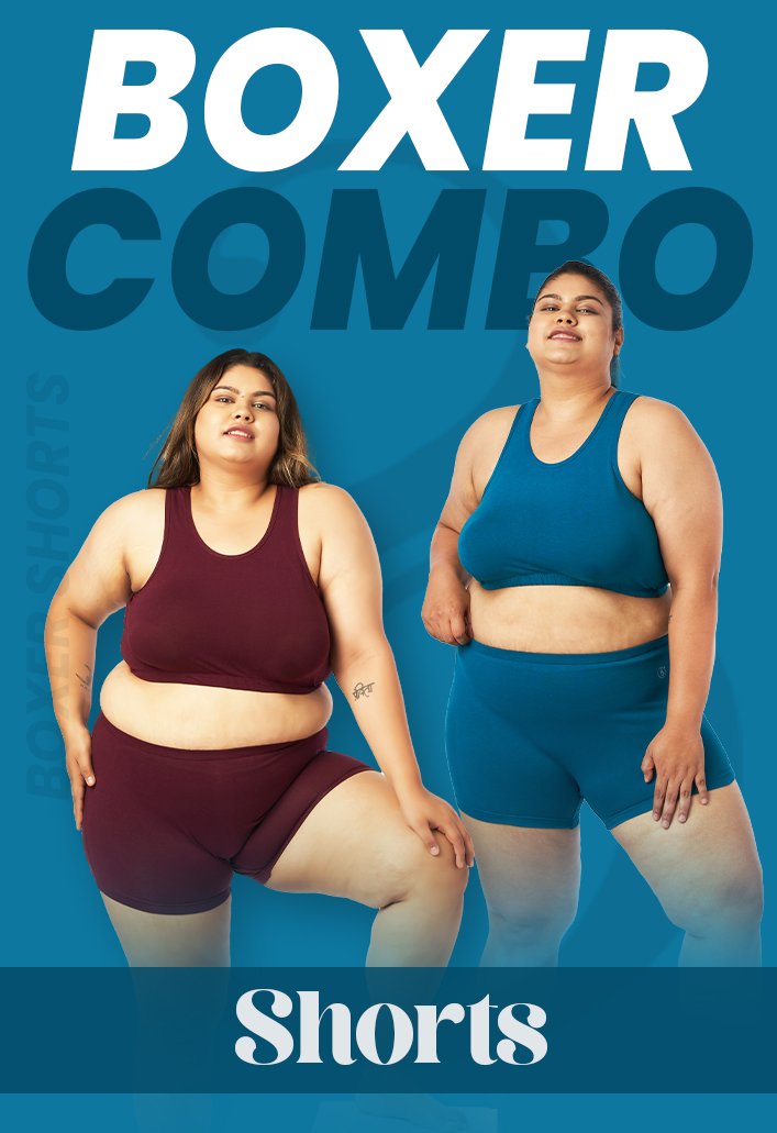 Plus size boxer shorts combo for women, sizes L to 8XL